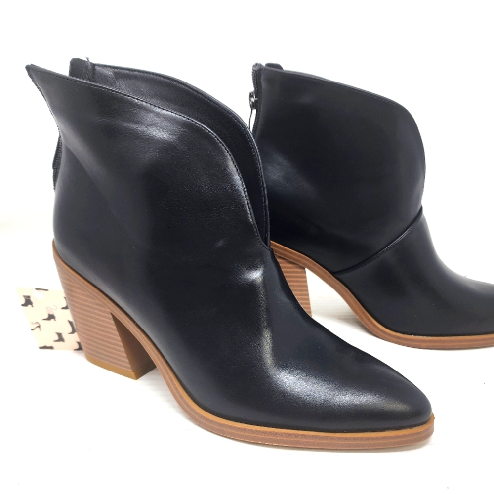 Black Ankle Boots Back‎ Zip Pointed Toe
